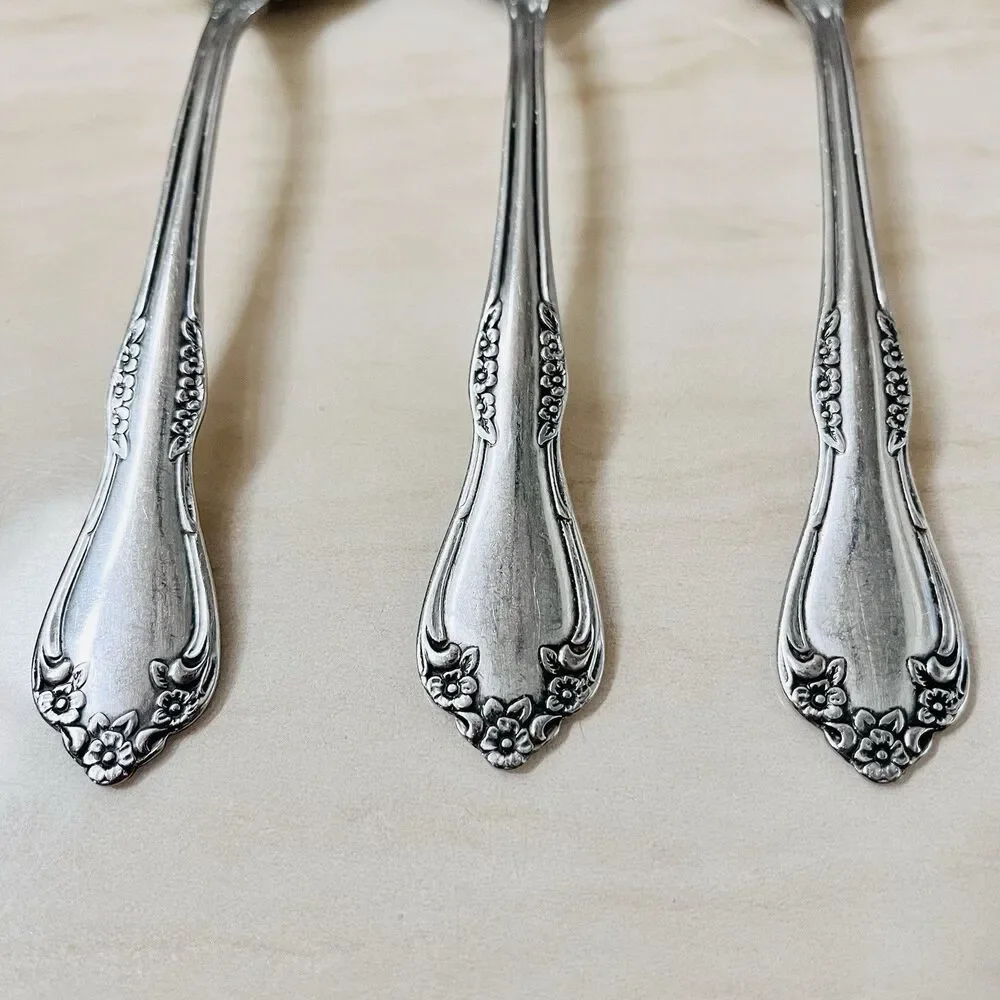 3pc ONEIDA Mansfield-Frosted Stainless Soup Spoon 6 7/8” Deluxe Wm A Rogers